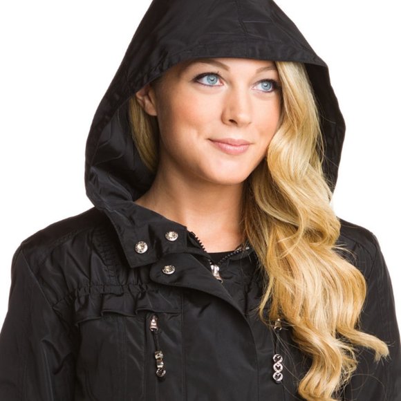 Betsy Johnson Black Ruffled Anorak Jacket - Picture 2 of 5